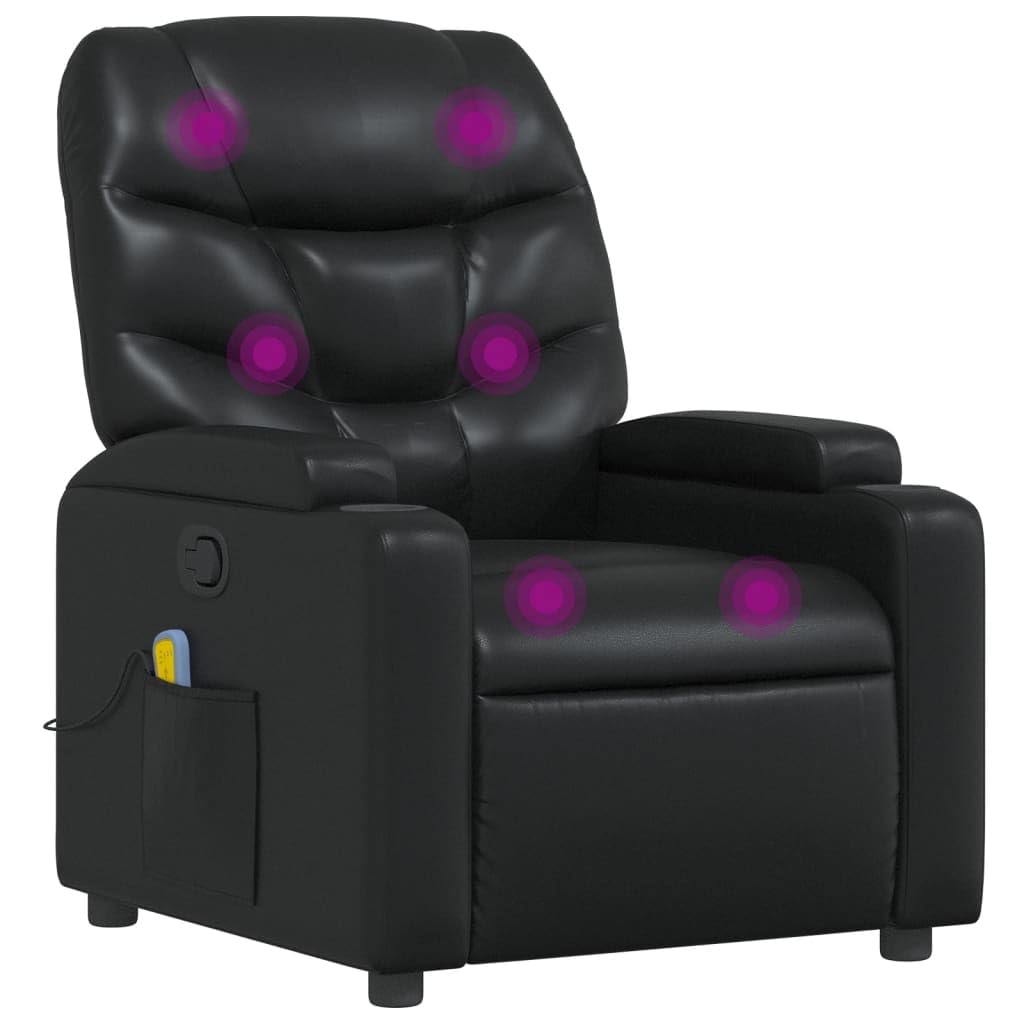 vidaXL Massage Recliner Chair Black Faux Leather
