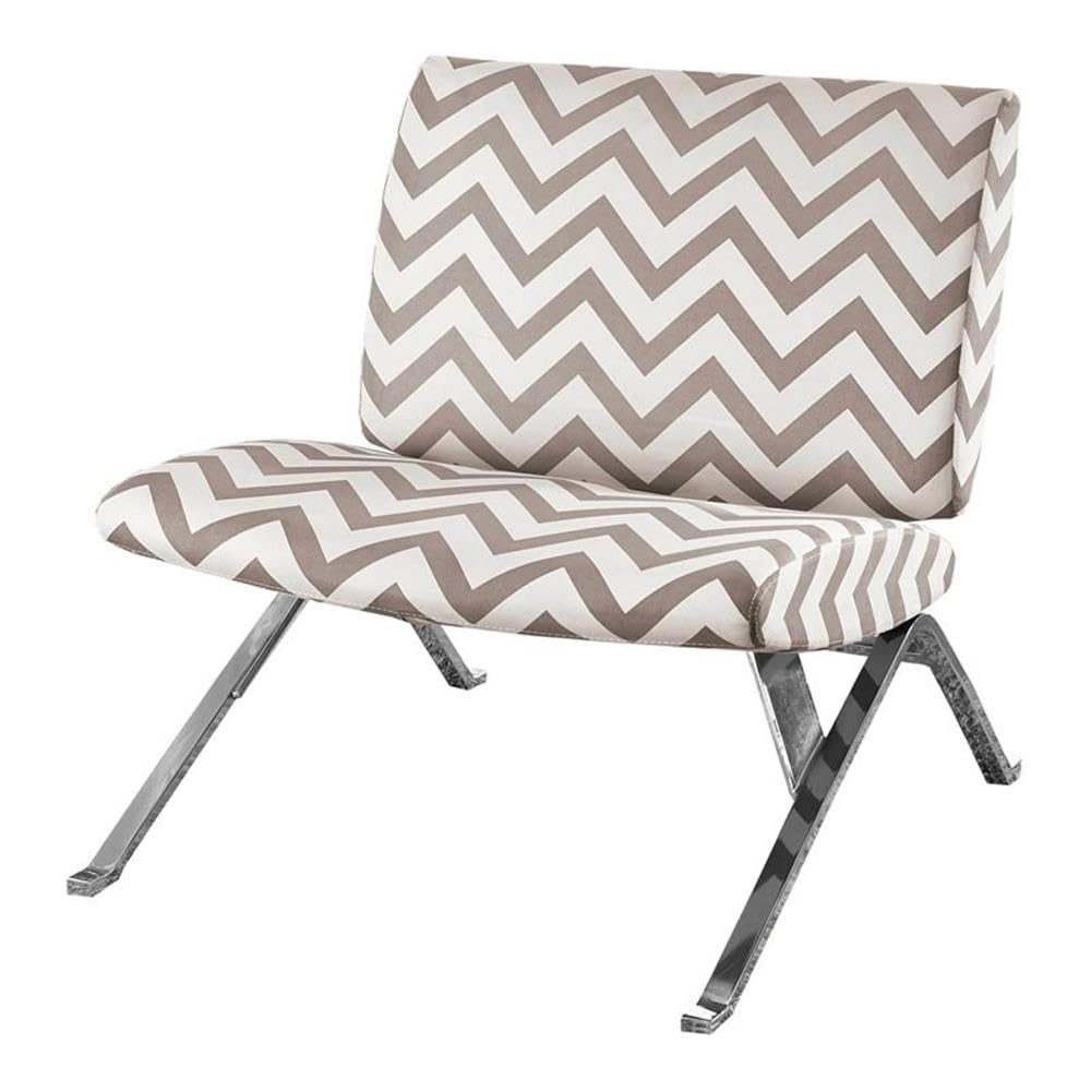 Accent Chair, Armless, Fabric, Living Room, Bedroom, Fabric, Metal, Brown, Chrome, Contemporary, Modern