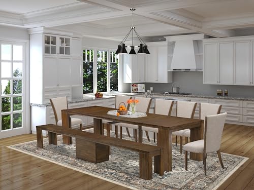 9 Pieces Extendable Dining Set Includes a Rectangle Kitchen Table