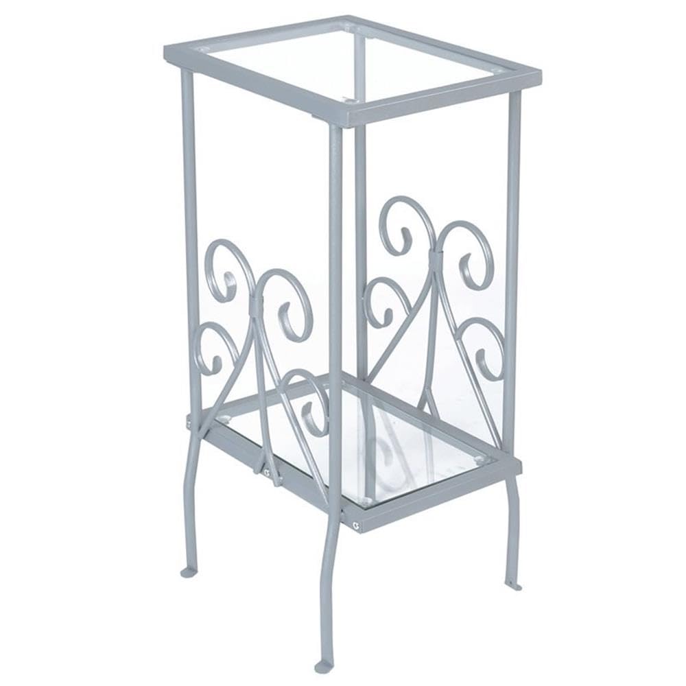 Accent Table, Side, End, Nightstand, Lamp, Living Room, Bedroom, Metal, Tempered Glass, Grey, Transitional