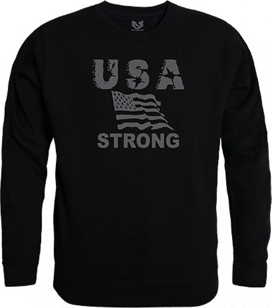 Graphic Crewneck, USA Strong 2, Black, S