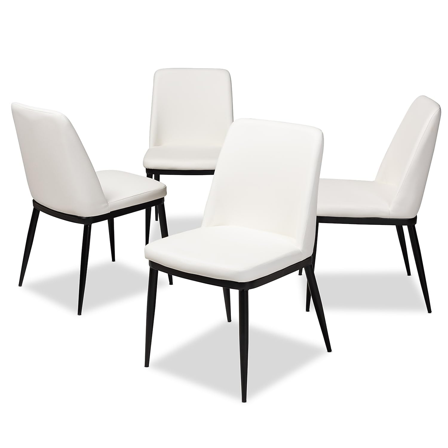 Baxton Studio Darcell Modern Faux Leather Dining Chair, White, 4/Set (146-8790-Hit)