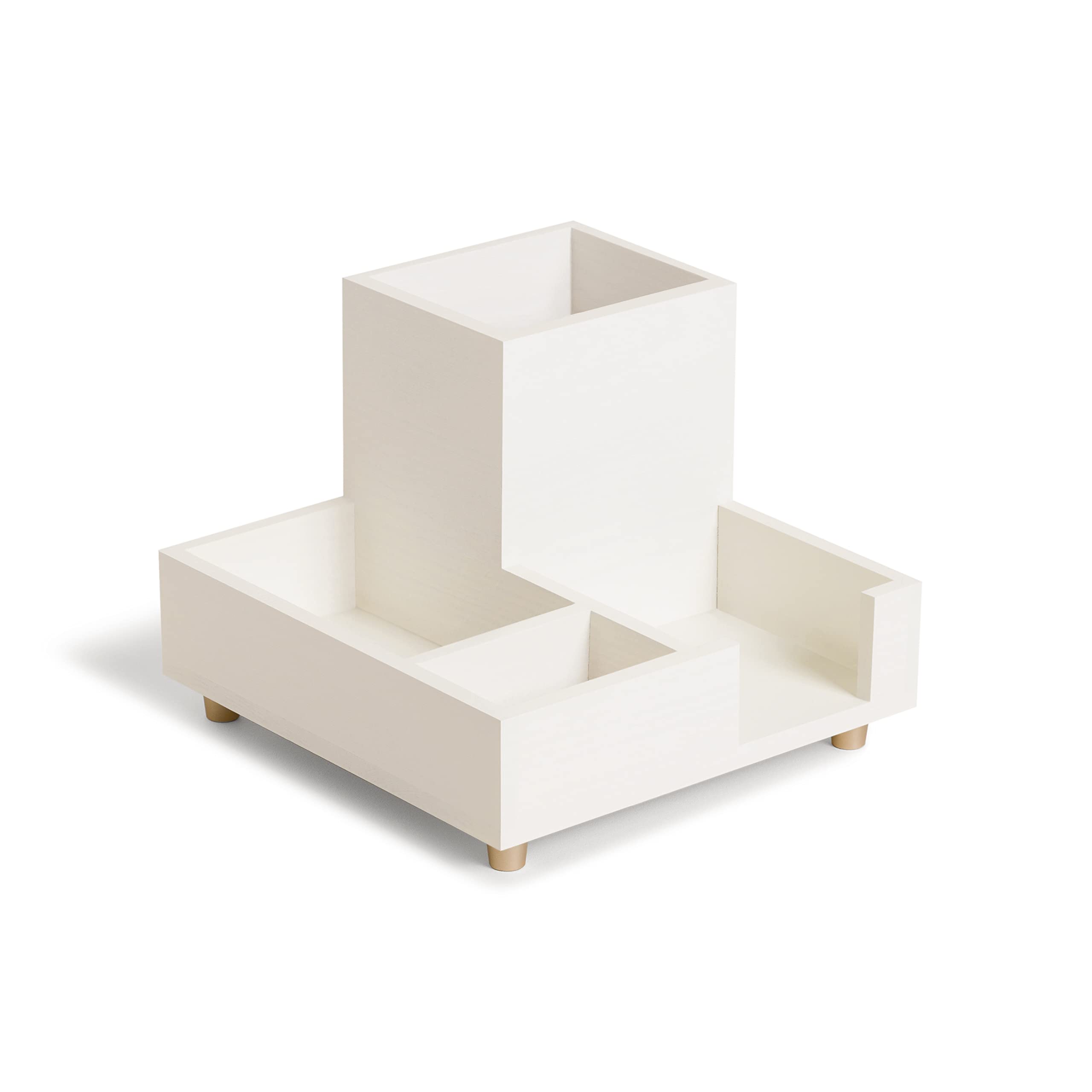 U Brands Juliet Compartment Cup, Office Organization Supplies, White and Gold, 1 Count