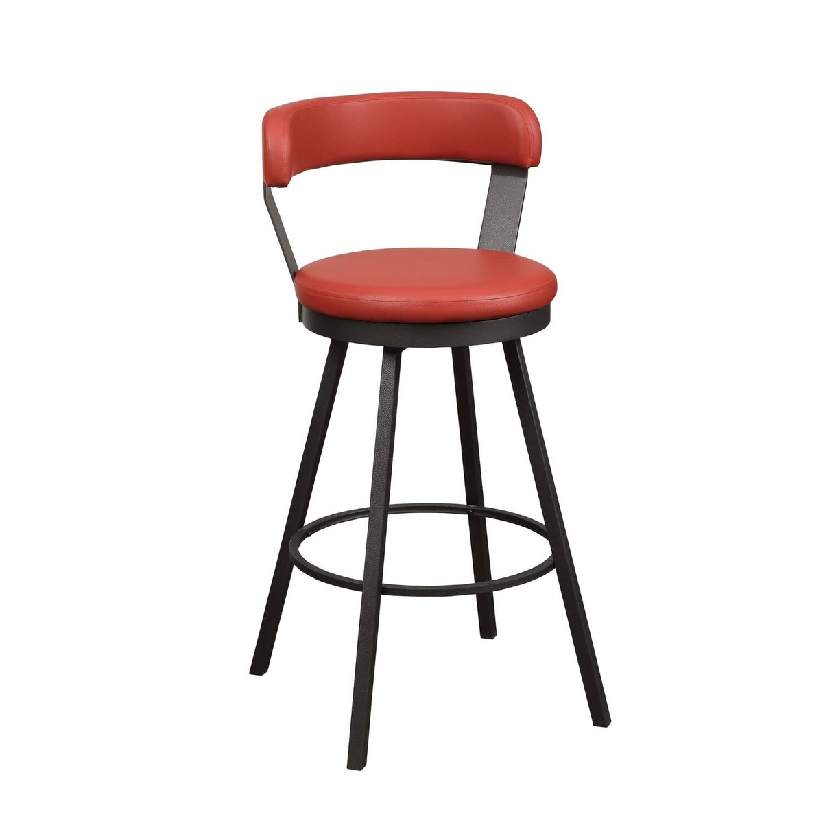 Benjara Leatherette Pub Chair With Curved Design Open Backrest, Set Of 2, Red