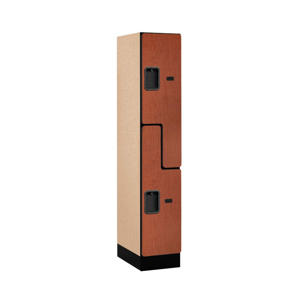 12 Wide Double Tier S Style Designer Wood Locker - 1 Wide - 5 Feet High - 18 Inches Deep - Cherry