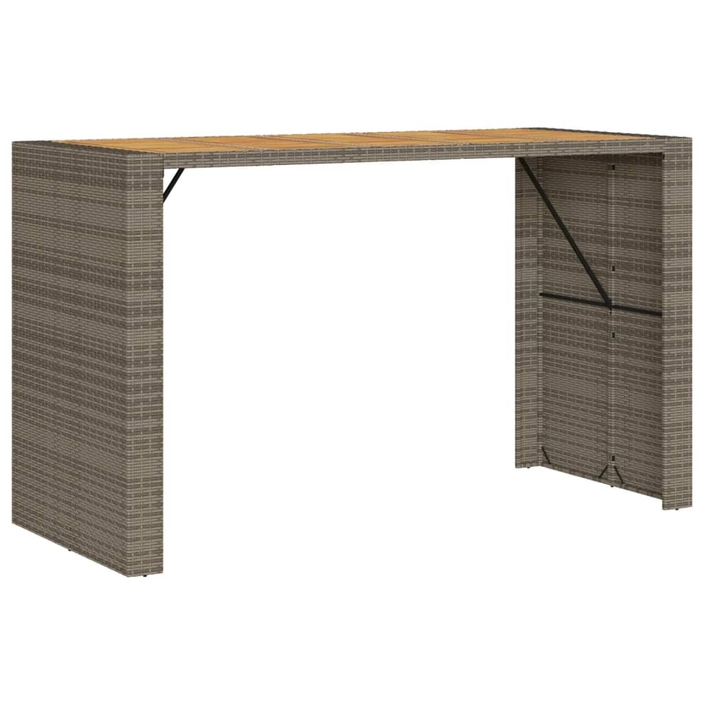 Vidaxl Patio Table - Acacia Wood Top, Gray Pe Rattan, Modern Outdoor Garden Furniture 72.8'X31.5'X43.3'