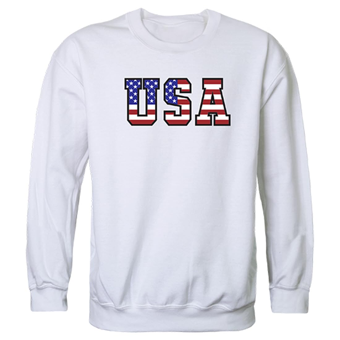 Graphic Crewneck, Flag Text 2, White, 2X