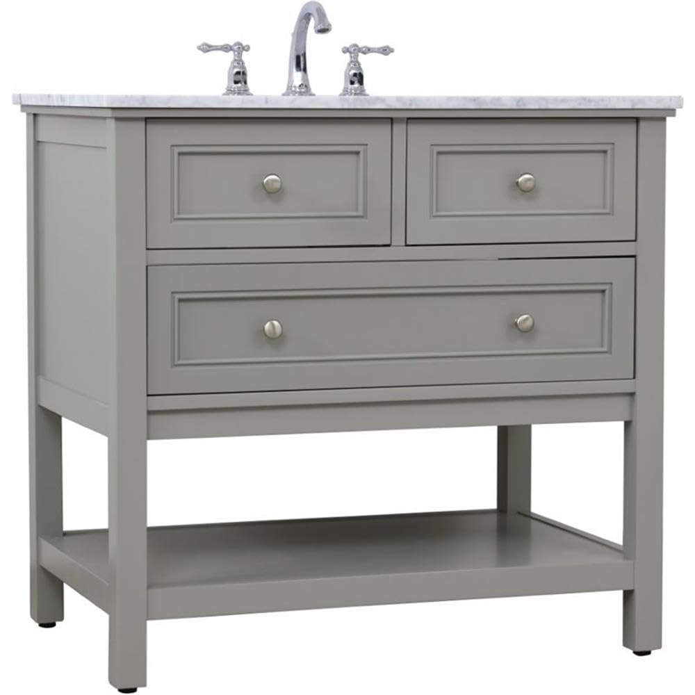 Elegant Decor Metropolis 36' Single Marble Top Bathroom Vanity In Gray