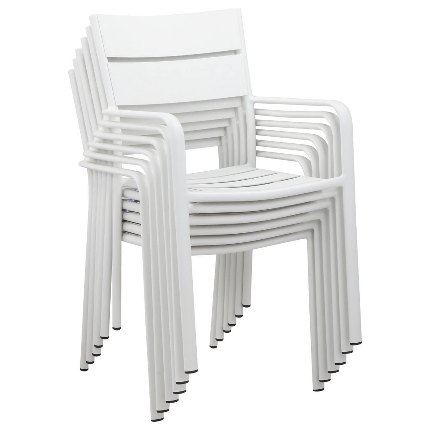 Meta 22 Inch 6 Piece Dining Chair Set, White Aluminum Frame, Stackable