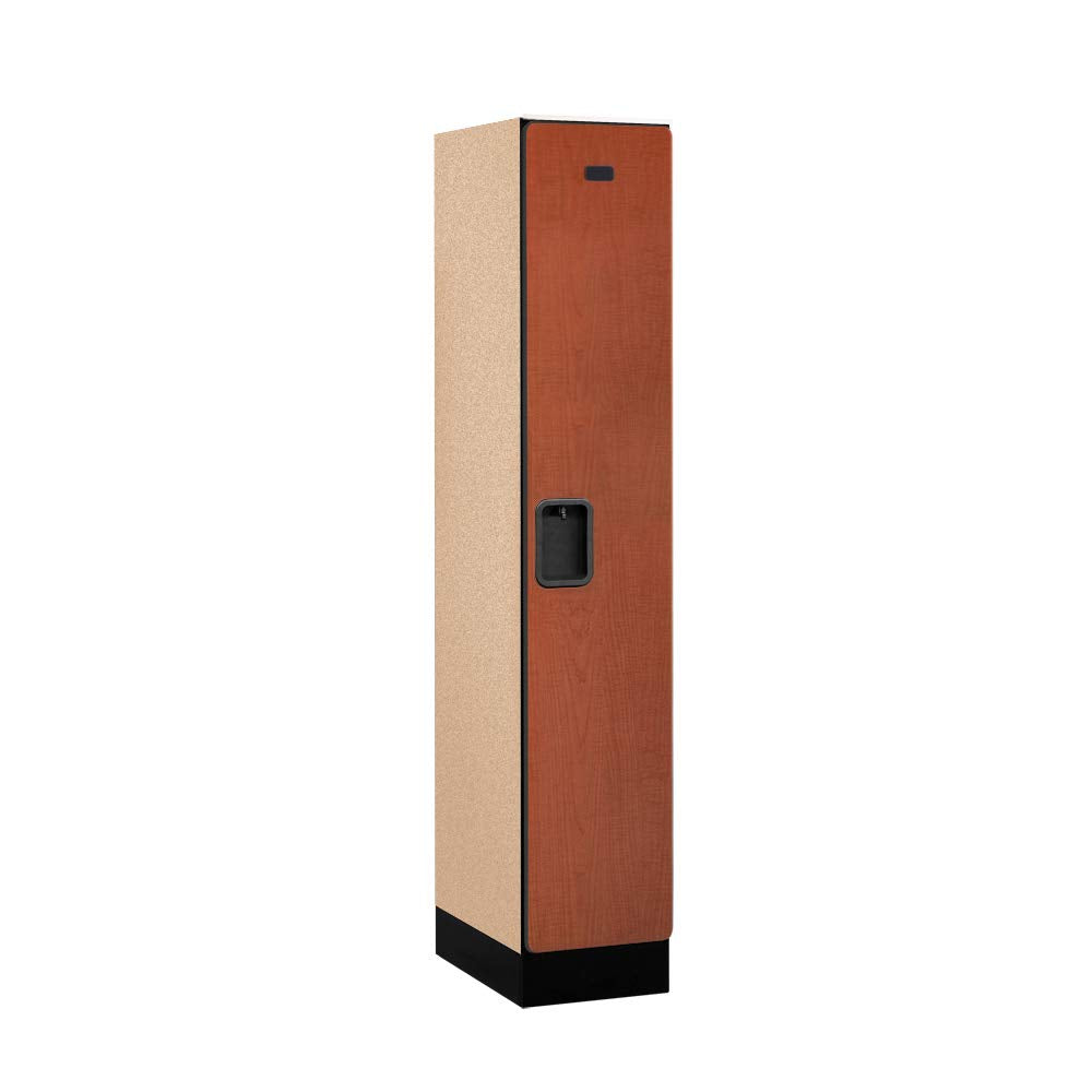 12 Wide Single Tier Designer Wood Locker - 1 Wide - 5 Feet High - 18 Inches Deep - Cherry