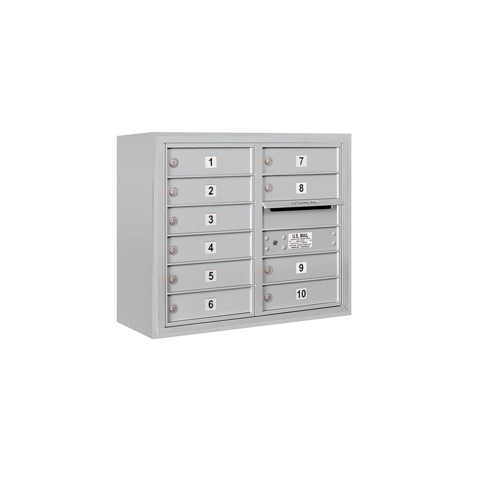 6 Door High Surface Mounted 4C Horizontal Mailbox with 10 Doors in Aluminum with Private Access