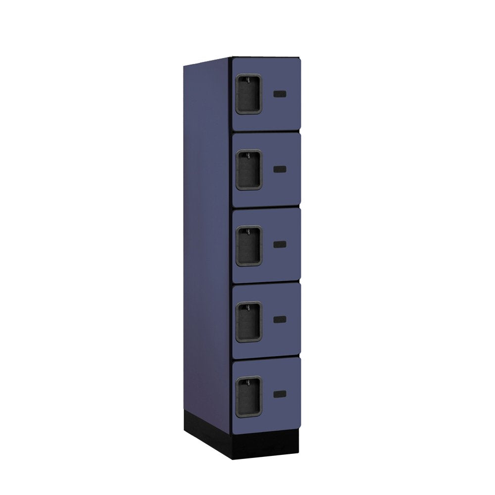 12 Wide Five Tier Box Style Designer Wood Locker - 1 Wide - 5 Feet High - 21 Inches Deep - Blue