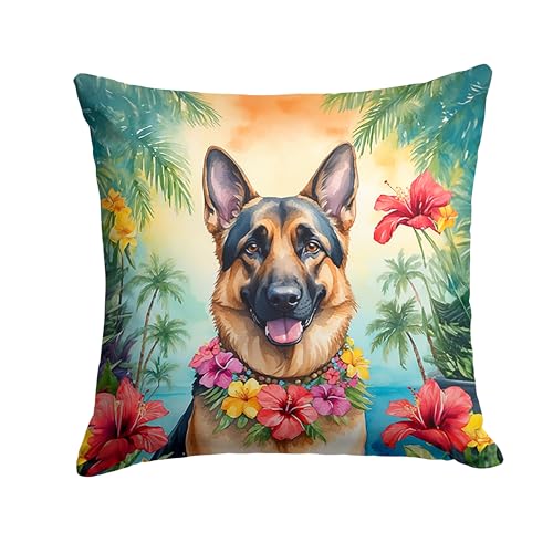 German Shepherd Luau Throw Pillow