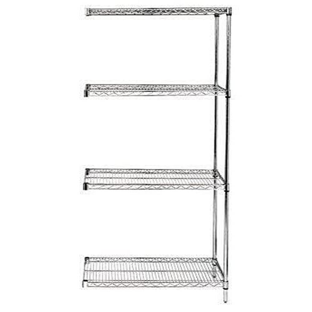 Quantum AD74-1442S Wire Shelving Add-On Kit, 42W x 14D x 74H, 600 lbs Capacity, Stainless, Stainless, NSF