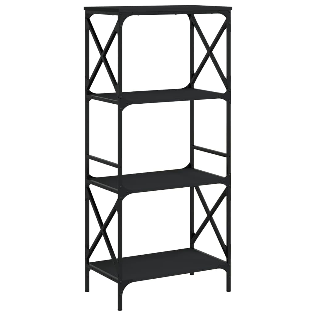 vidaXL Bookcase 4-Tier Black 23.2x13.8"x52" Engineered Wood"