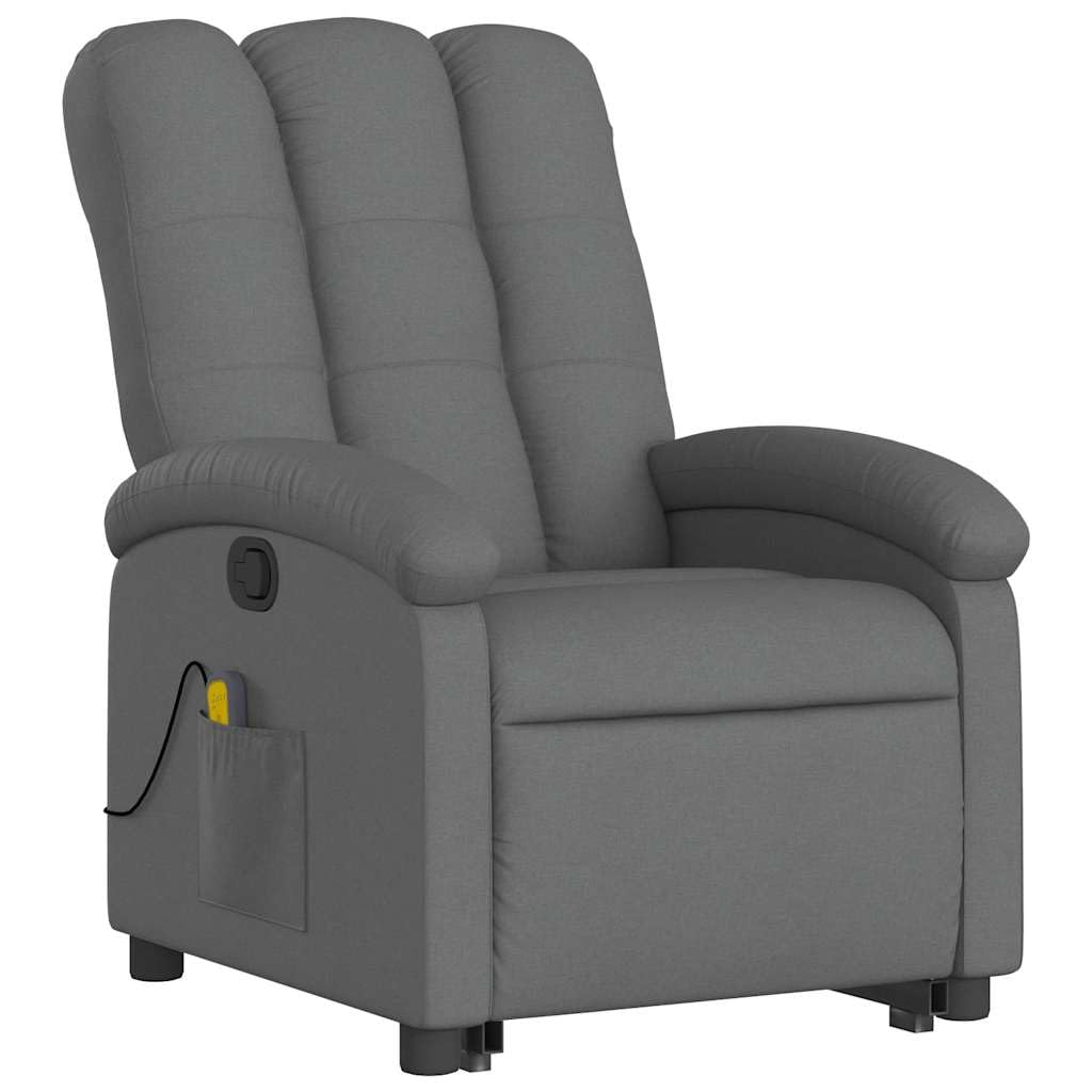vidaXL Stand up Massage Recliner Chair Dark Gray Fabric