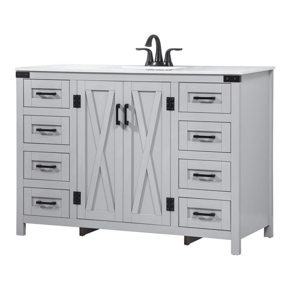 Elegant Decor Grant 48 Aluminum Mdf Single Bathroom Vanity In Gray