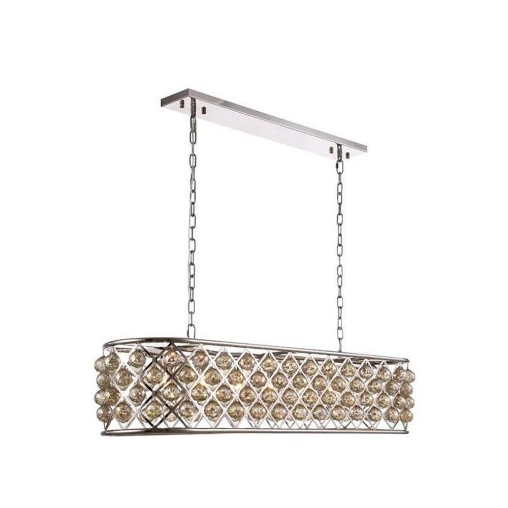 Madison 7 light polished Nickel Chandelier Golden Teak (Smoky) Royal Cut Crystal