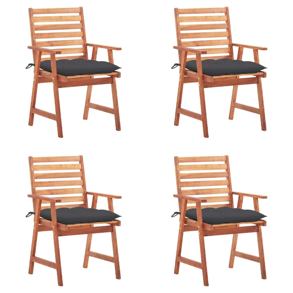 vidaXL Patio Dining Chairs 4 pcs with Cushions Solid Acacia Wood, 3078335