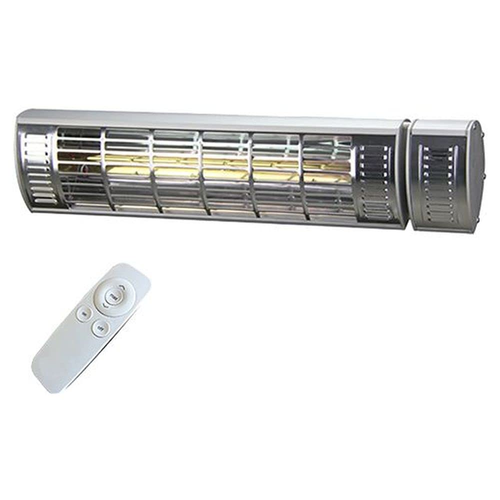 Commercial/Restaurant 1500 Watt Electric Wall (or Tripod) Mounted Patio Heater with Remote- Silver