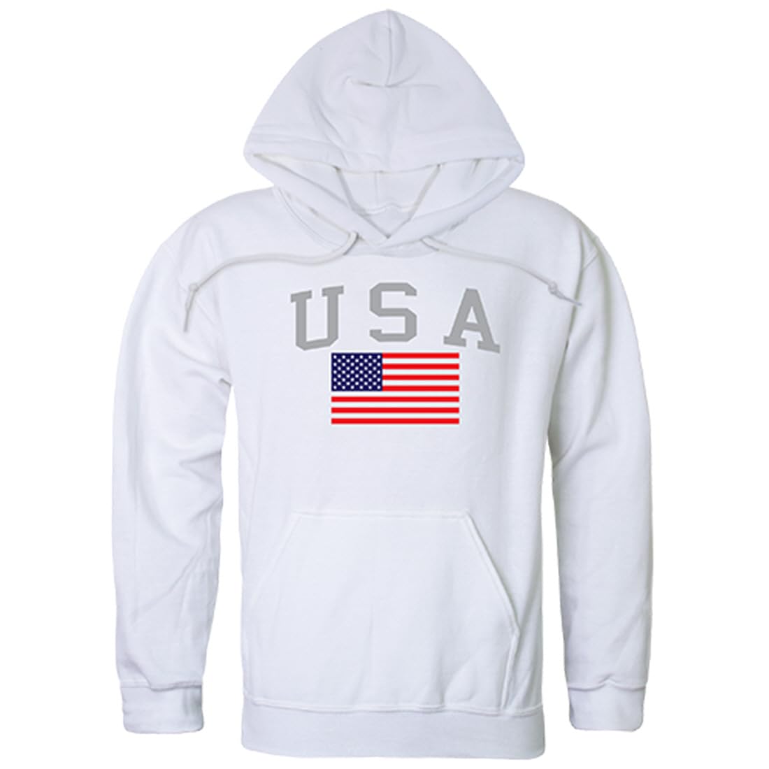 Graphic Pullover, USA & Flag, White, 2X