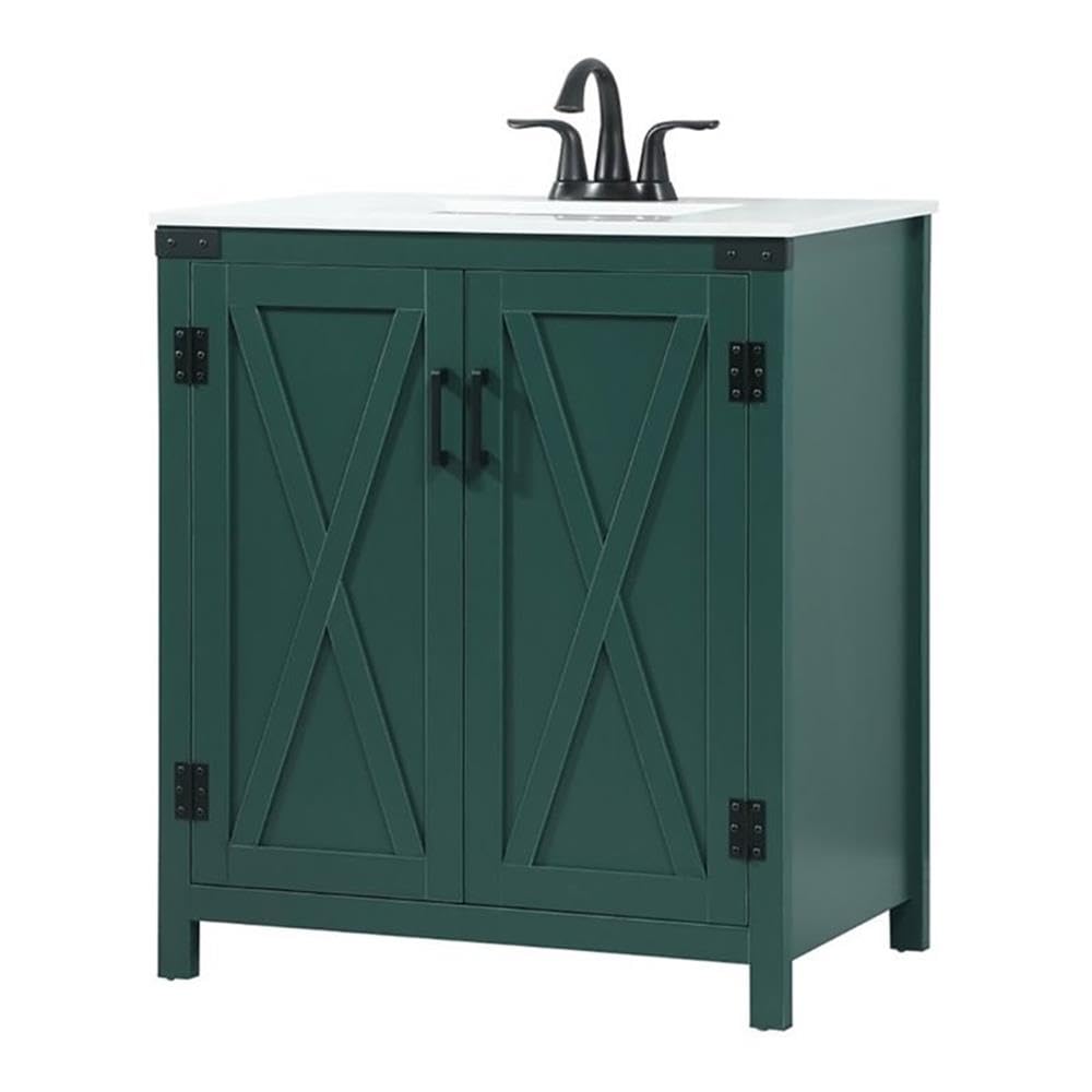 Elegant Decor Grant 30 Aluminum Mdf Single Bathroom Vanity In Green