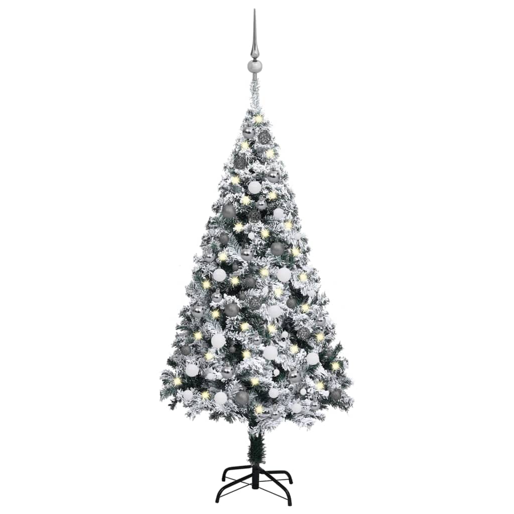 vidaXL Artificial Christmas Tree with LEDs&Ball Set Green 59.1 PVC"