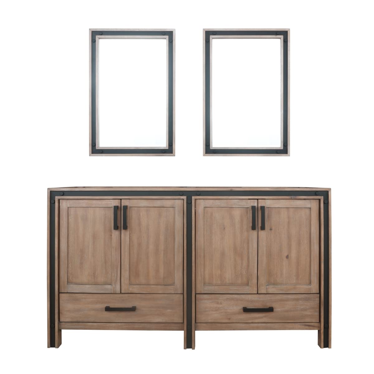 Rustic Barnwood Double Bath Vanity 60 in. W x 22 in. D, and 22 in. Mirrors