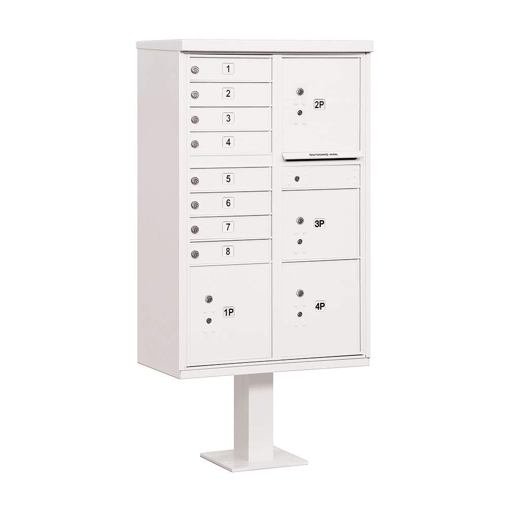 Cluster Box Unit with 8 Doors and 4 Parcel Lockers in White with USPS Access  Type VI