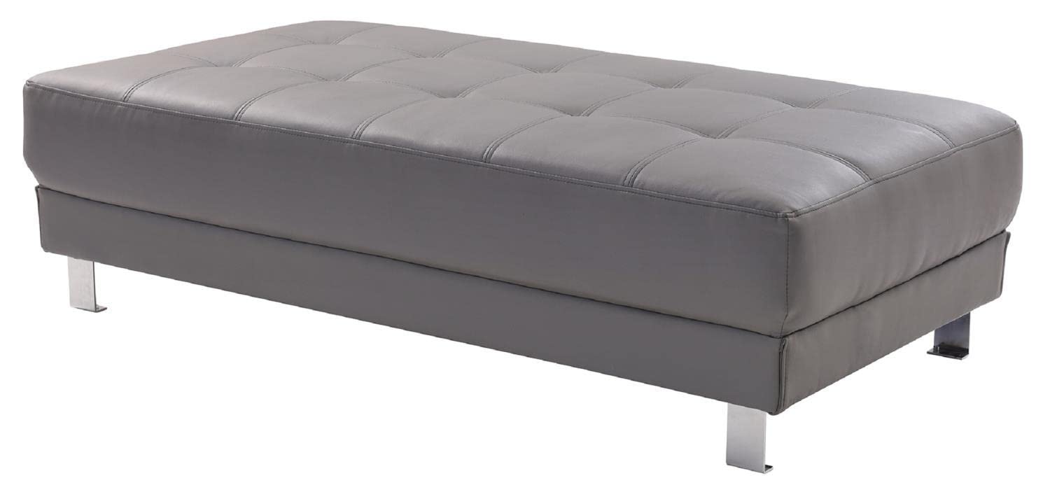 Riveredge Gray Faux Leather Upholstered Ottoman