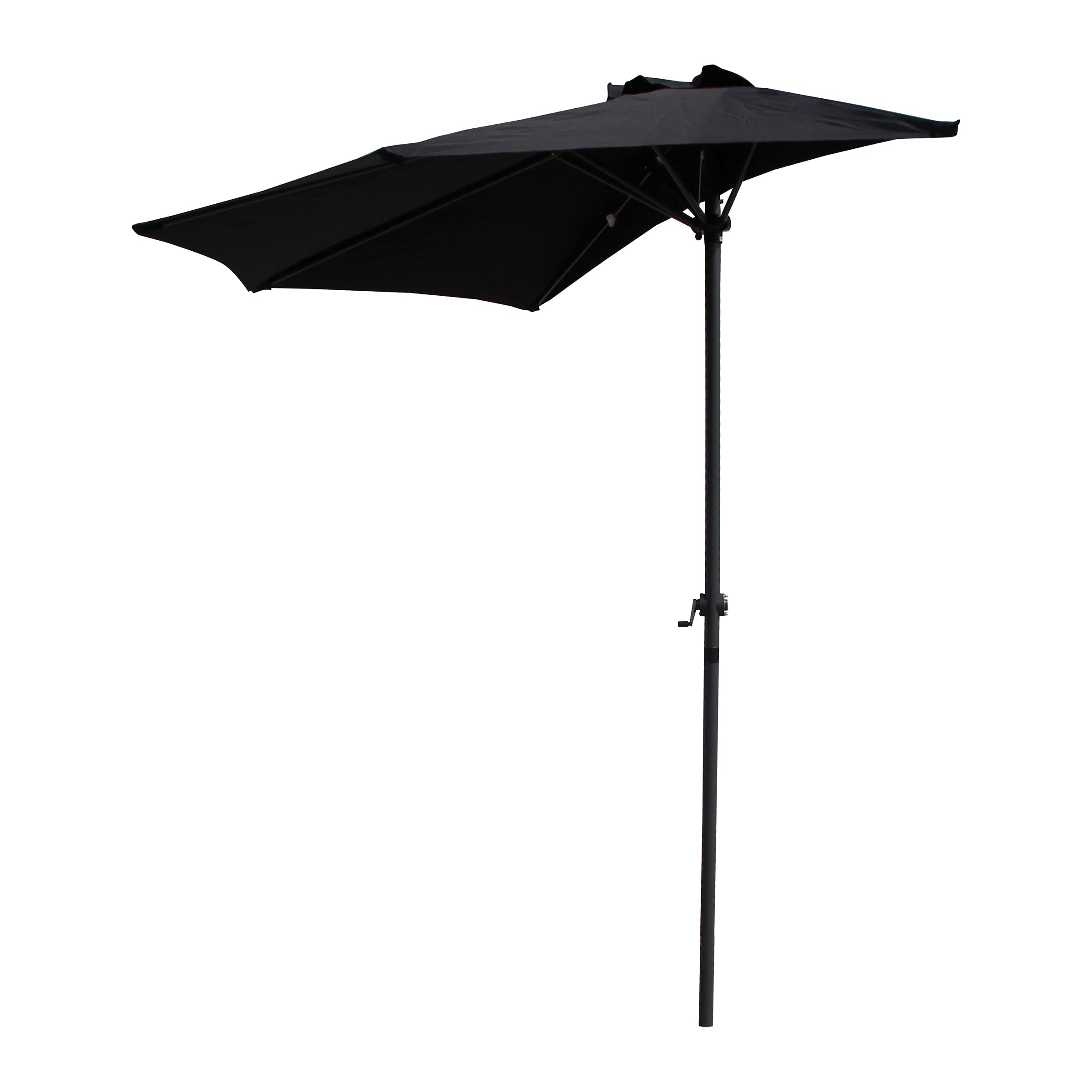 St. Kitts 9-Foot Half Round Vented Patio Wall Umbrella - Black
