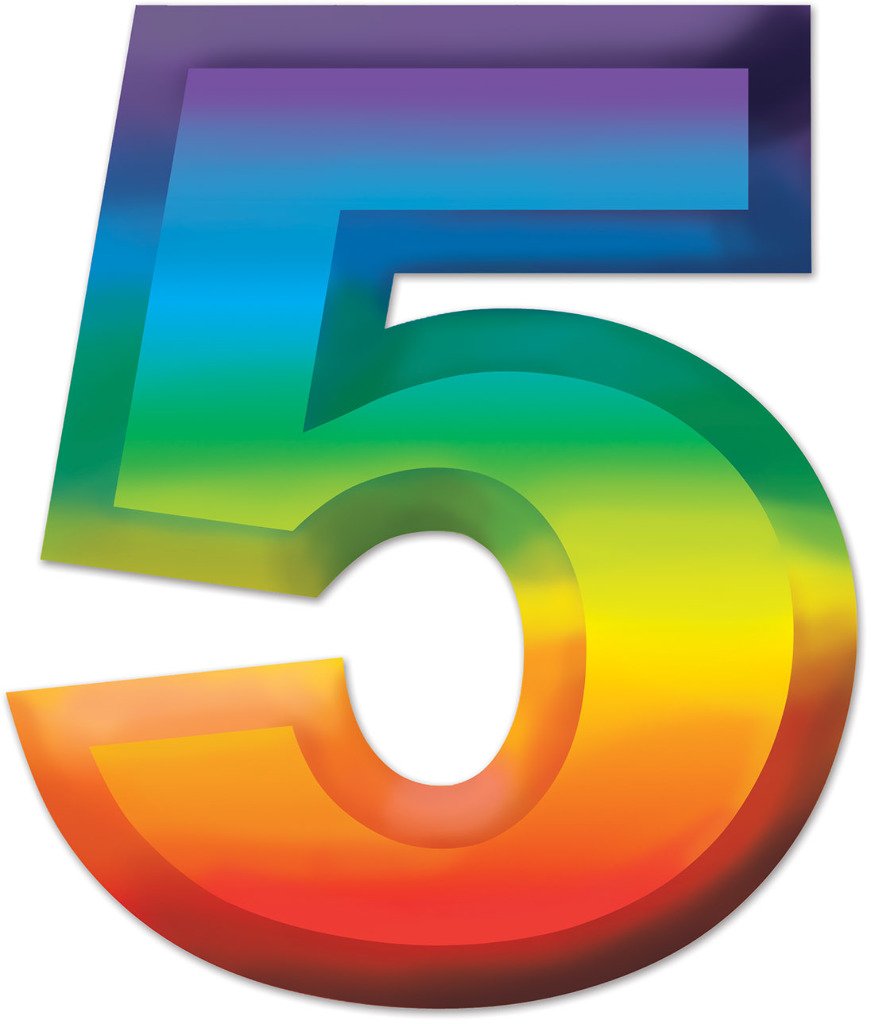 Multi-Color Plastic 3-D Number  5