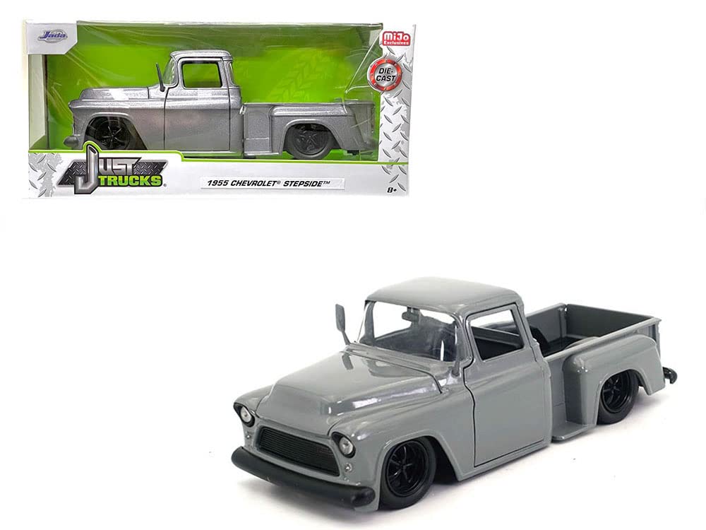 1955 Chevy Stepside Pickup Truck Gray Just Trucks Series 1/24 Diecast Model Car By Jada 34296