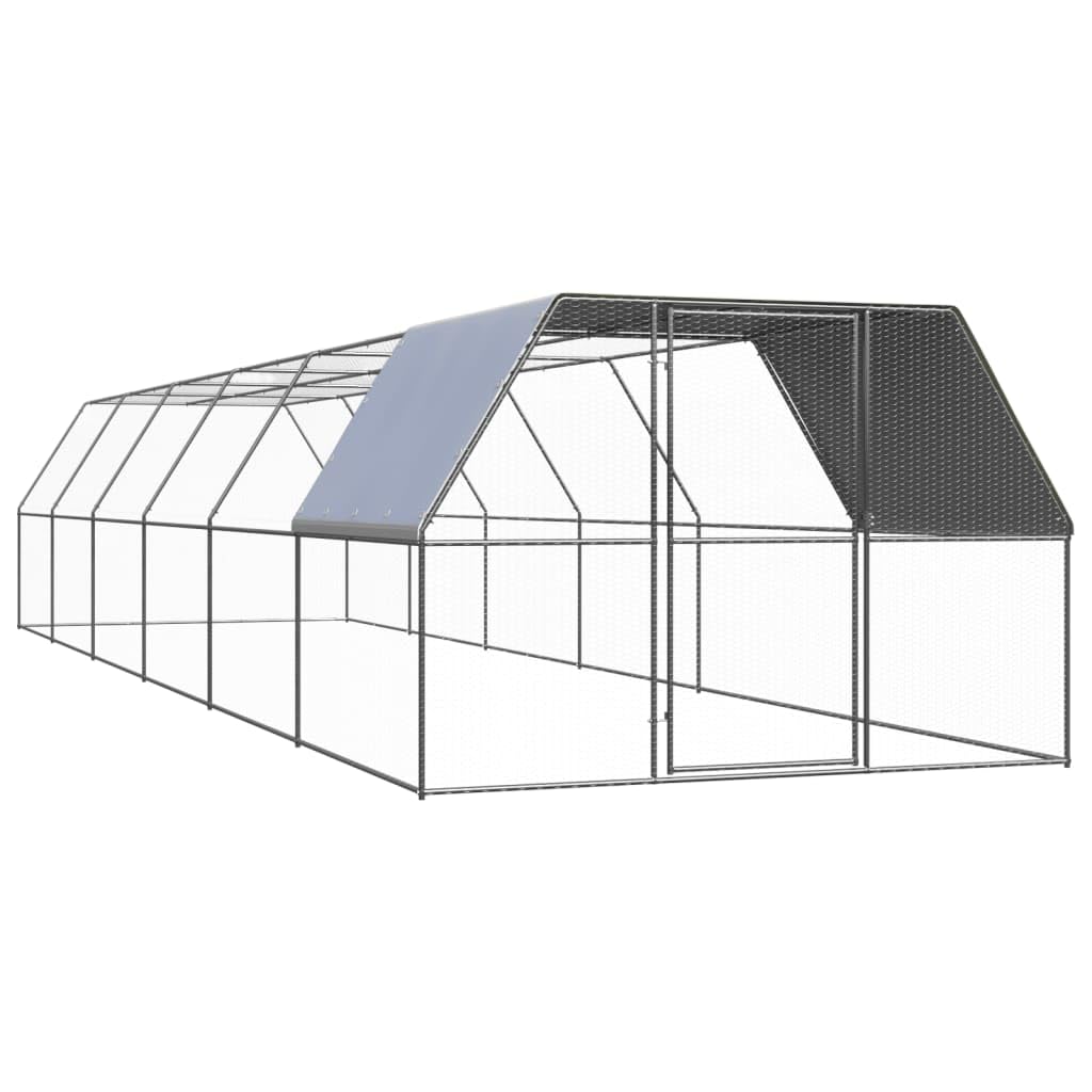 vidaXL Outdoor Chicken Cage 9.8x39.4x6.6 Galvanized Steel