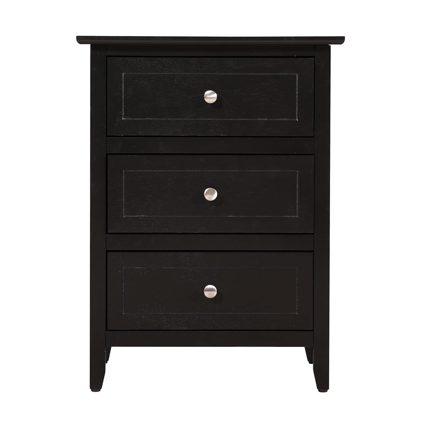 Daniel 3-Drawer Black Nightstand (25 in. H x 15 in. W x 19 in. D)