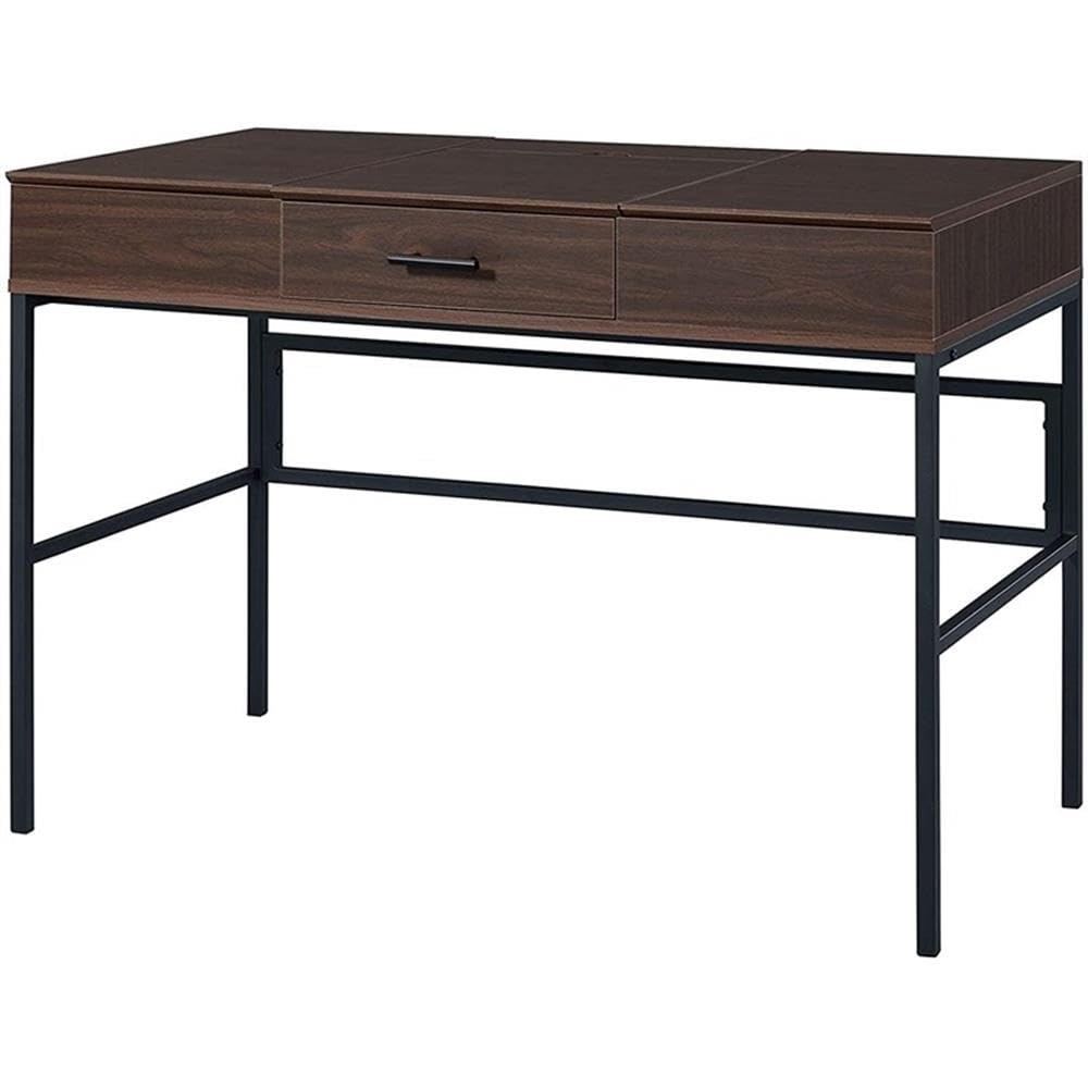 Built-in USB Port Writing Desk, Oak & Black Finish