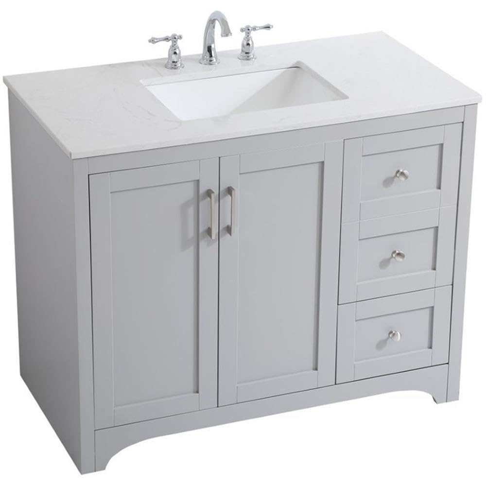 Elegant Decor Moore 42 Single Quartz Top Bathroom Vanity In Gray