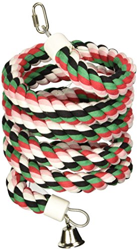 A&E Cage Company Hb553 Happy Beaks Cotton Rope Boing With Bell Bird Toy, 1 By 96, Multicolor