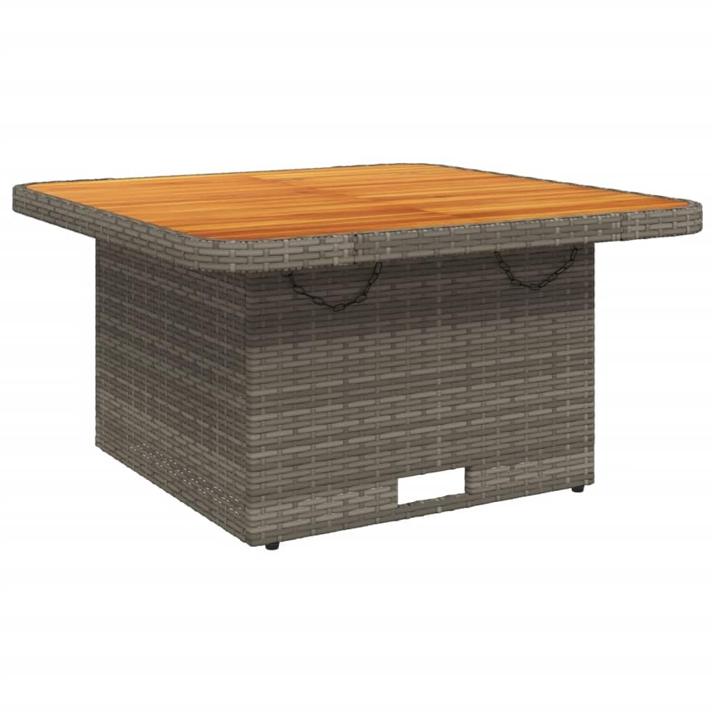 vidaXL Patio Table Gray 31.5x31.5"x28" Poly Rattan and Acacia Wood"