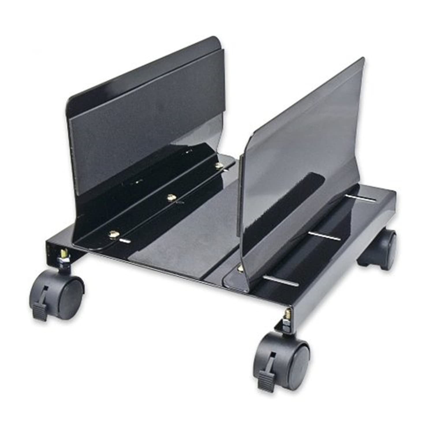 CPU Stand with Castors for Computer Case, Aluminum, Black Color, Adjustable Width from 14cm to 25cm