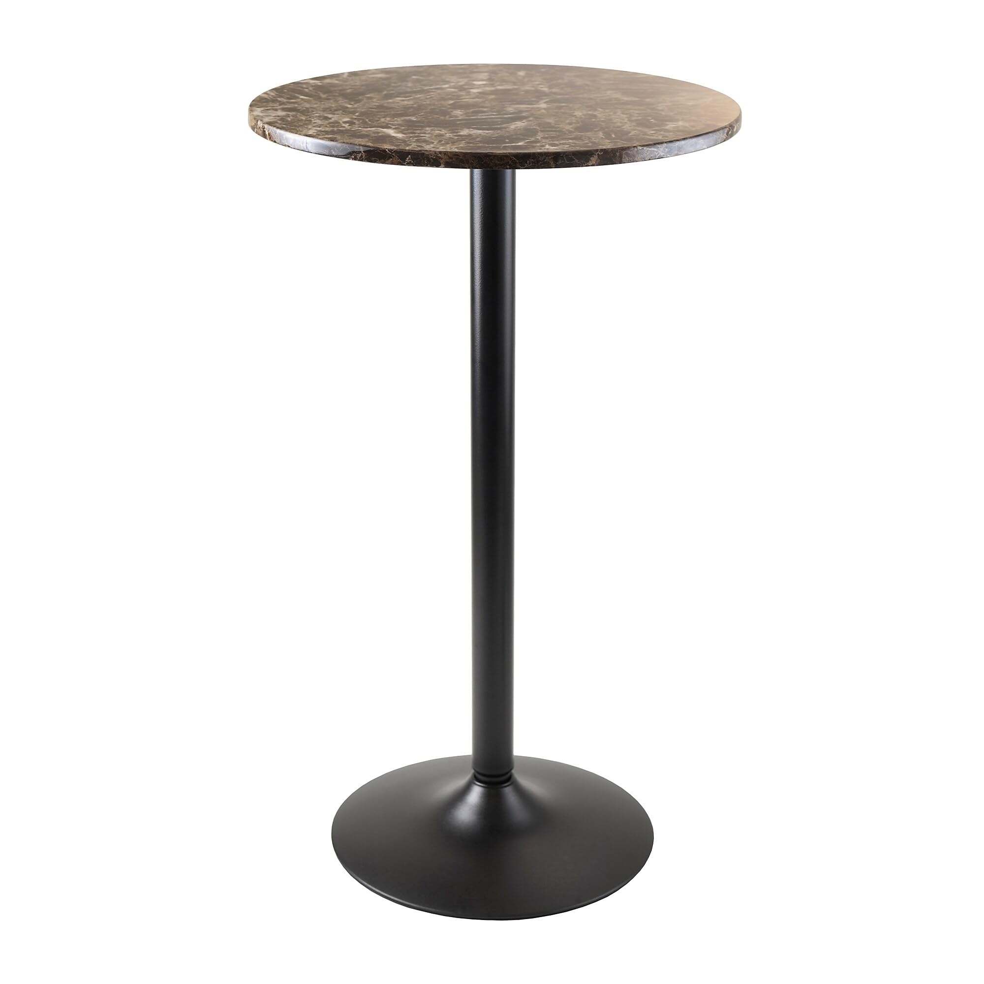 Casafoyer Cora Round Pub Table with Faux Marble Top and Black Base ( Pack of 2 )
