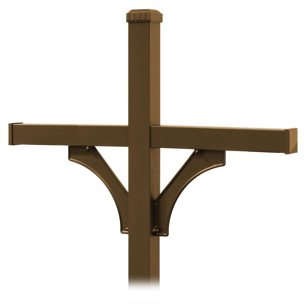 Deluxe Mailbox Post - 2 Sided for (4) Mailboxes - In-Ground Mounted - Bronze