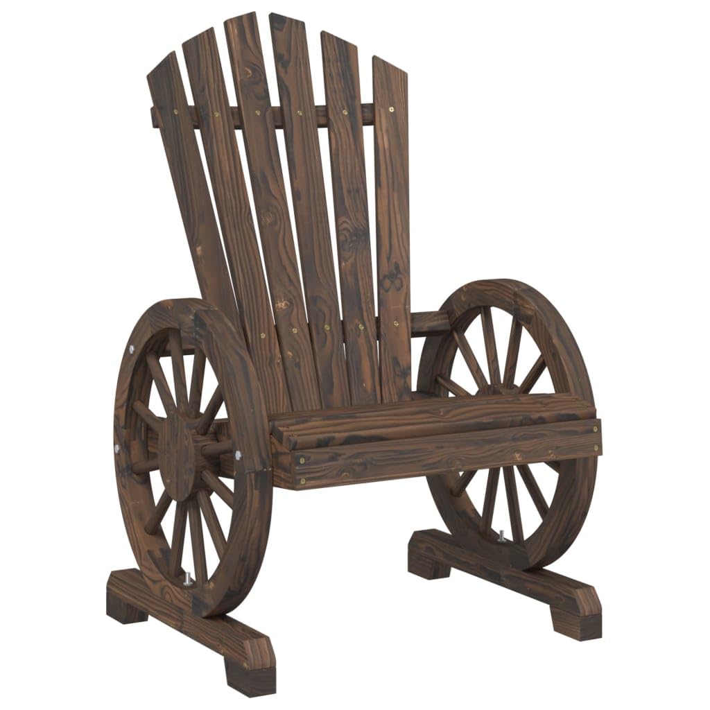 Vidaxl-Patio Adirondack Chair-Burnt Fir Wood-Brown-24.8X24.4X39 Inches-Ergonomic Lounger For Gardens/Decks/Outdoor Spaces