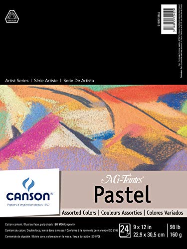 Canson Mi-Teintes Pastel Pad, Assorted Colors 9X12 Fold Over (100510864) , White
