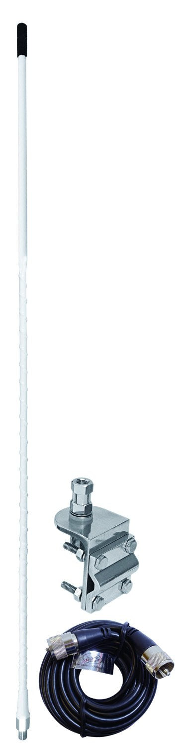 ACCESSORIES UNLIMITED - 2 FOOT WHITE SINGLE 3-WAY SO239 MIRROR MOUNT CB ANTENNA KIT WITH 9 COAX CABLE & PL259 CONNECTOR