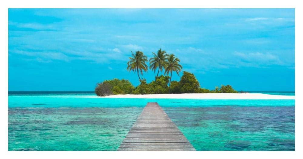 Jetty and Maldivian island-Paper Art-38x20”