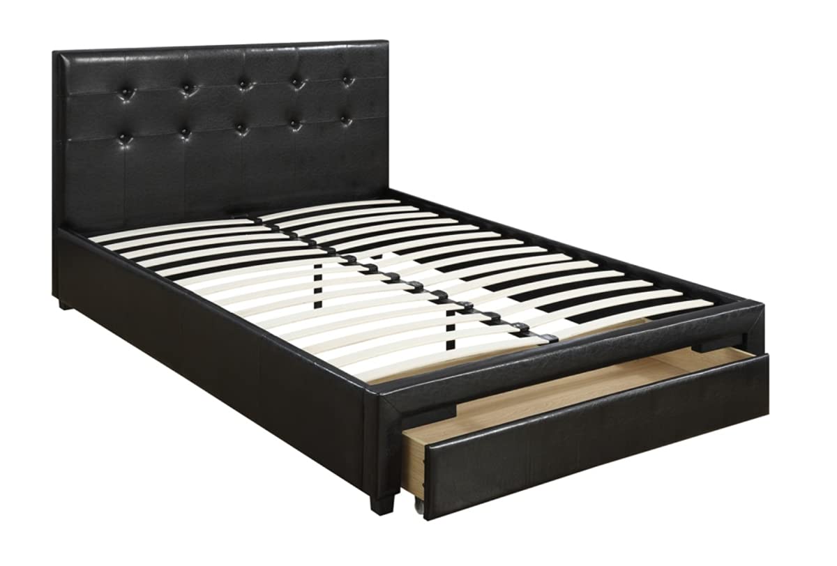 Vivid Full Bed WithDrawer,Black Pu