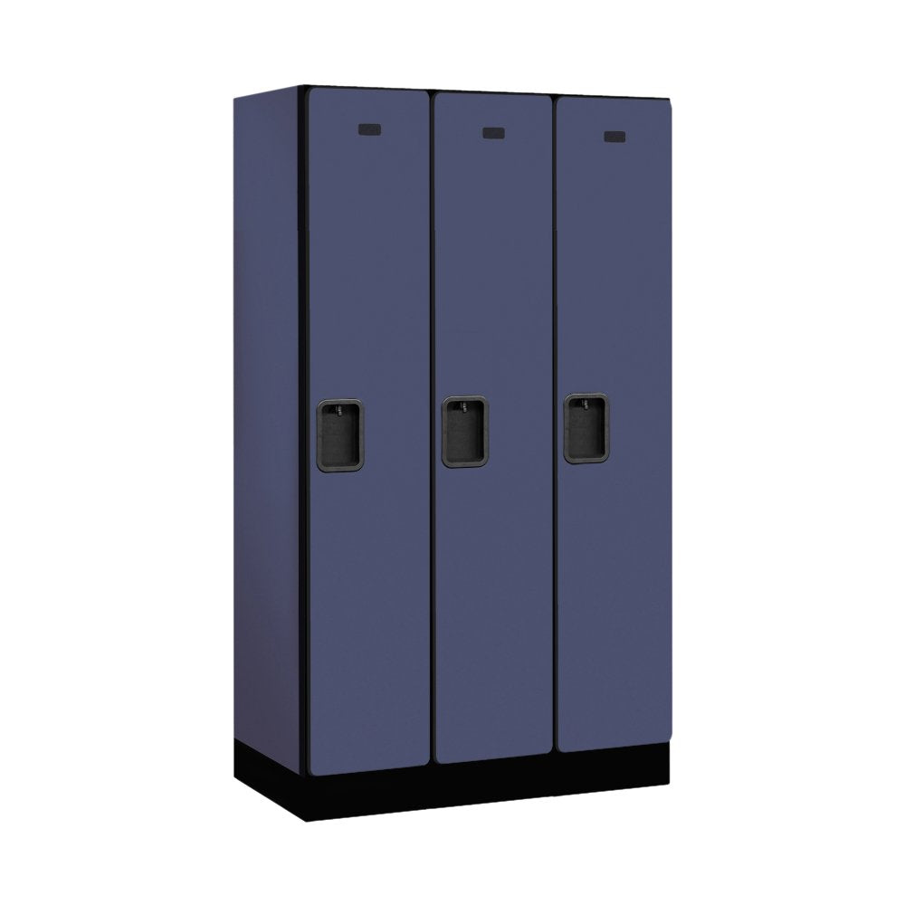 12 Wide Single Tier Designer Wood Locker - 3 Wide - 5 Feet High - 18 Inches Deep - Blue