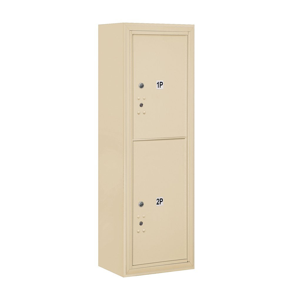 11 Door High Surface Mounted 4C Horizontal Parcel Locker with 2 Parcel Lockers in Sandstone with Private Access