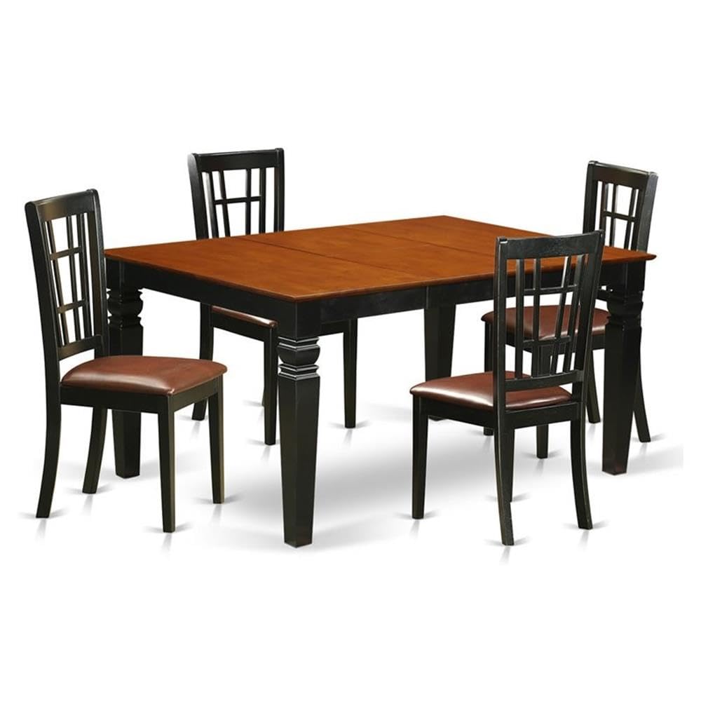 5  Pc  Kitchen  table  set  with  a  Dinning  Table  and  4  Leather  Dining  Chairs  in  Black